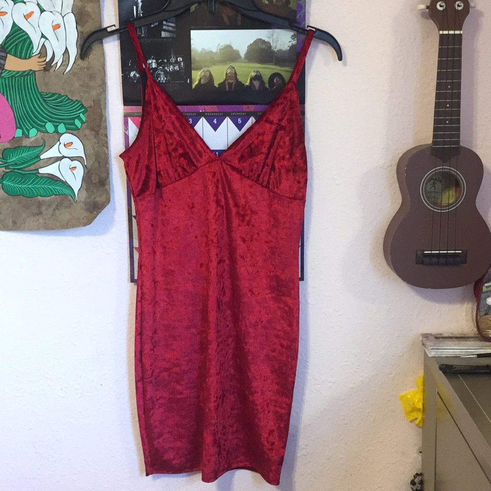 Cute red velvet mini dress